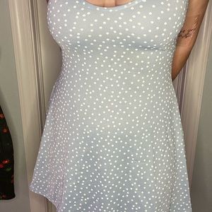 Blue and White Poles Dot Dress